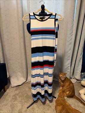 Banana Republic Sleeveless Midi Dress in White, Blue, Black & Red